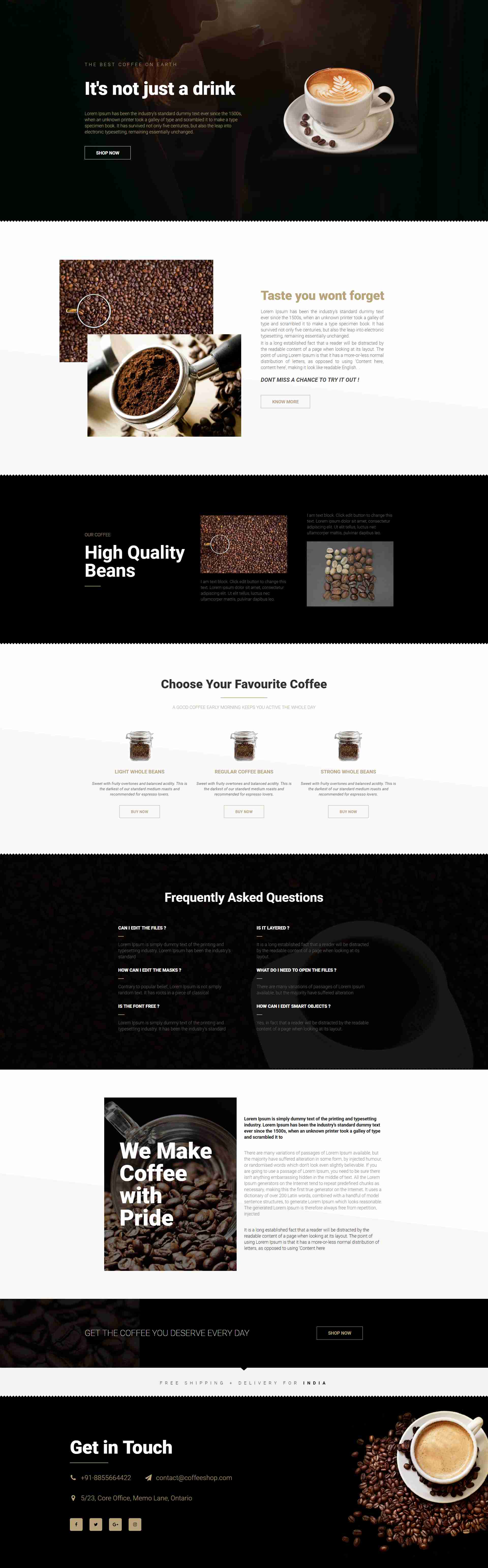 Free Elementor Coffee Shop Homepage Template